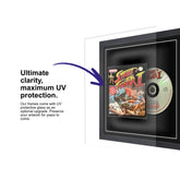Your game music soundtrack CD displayed within this square frame with UV protective glass to protect the CD for years.